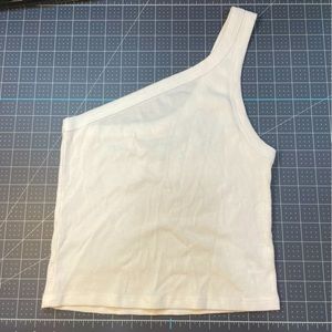 American eagle one shoulder white crop top